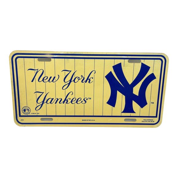 New York Yankees Vintage 1997 License Plate Frame MLB Blue White Striped USA BB - Picture 1 of 1